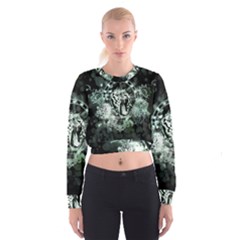 Awesome Tiger In Green And Black Cropped Sweatshirt