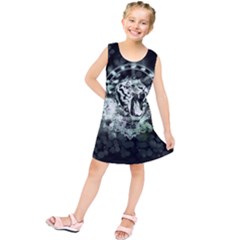 Awesome Tiger In Green And Black Kids  Tunic Dress by FantasyWorld7