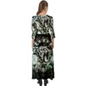 Awesome Tiger In Green And Black Button Up Boho Maxi Dress View2