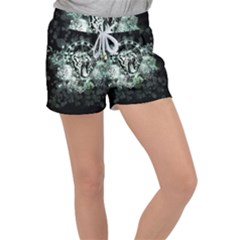 Awesome Tiger In Green And Black Women s Velour Lounge Shorts