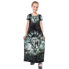 Awesome Tiger In Green And Black Kids  Short Sleeve Maxi Dress