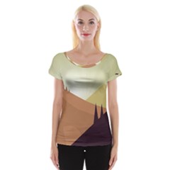 Sky Art Silhouette Panoramic Cap Sleeve Tops by Sapixe