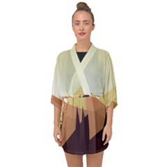 Sky Art Silhouette Panoramic Half Sleeve Chiffon Kimono