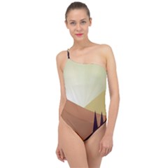 Sky Art Silhouette Panoramic Classic One Shoulder Swimsuit by Sapixe