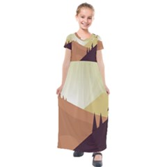 Sky Art Silhouette Panoramic Kids  Short Sleeve Maxi Dress by Sapixe