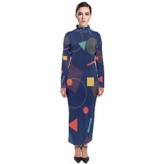 Background Backdrop Geometric Turtleneck Maxi Dress