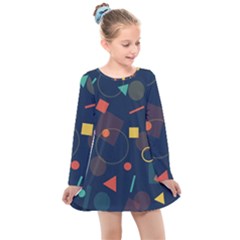 Background Backdrop Geometric Kids  Long Sleeve Dress