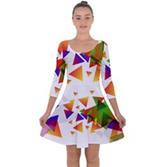 Abstract Pattern Background Design Quarter Sleeve Skater Dress by Sapixe