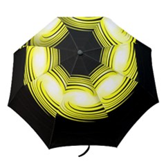 Fractal Swirl Yellow Black Whirl Folding Umbrellas by Sapixe