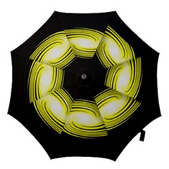 Fractal Swirl Yellow Black Whirl Hook Handle Umbrellas (large) by Sapixe