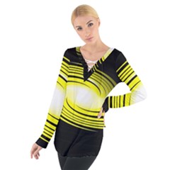 Fractal Swirl Yellow Black Whirl Tie Up Tee by Sapixe