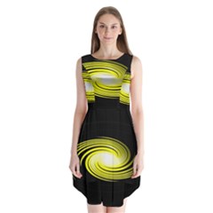 Fractal Swirl Yellow Black Whirl Sleeveless Chiffon Dress   by Sapixe