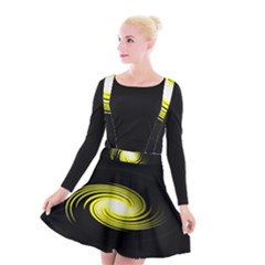 Fractal Swirl Yellow Black Whirl Suspender Skater Skirt by Sapixe