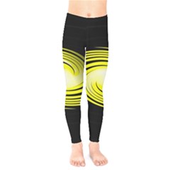 Fractal Swirl Yellow Black Whirl Kids  Legging by Sapixe