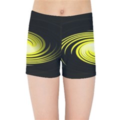 Fractal Swirl Yellow Black Whirl Kids Sports Shorts by Sapixe