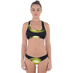 Fractal Swirl Yellow Black Whirl Cross Back Hipster Bikini Set by Sapixe