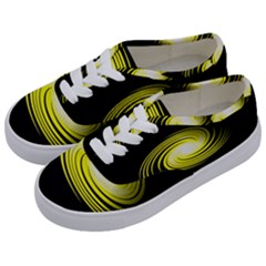 Fractal Swirl Yellow Black Whirl Kids  Classic Low Top Sneakers by Sapixe