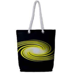 Fractal Swirl Yellow Black Whirl Full Print Rope Handle Tote (small) by Sapixe