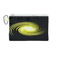 Fractal Swirl Yellow Black Whirl Canvas Cosmetic Bag (medium) by Sapixe