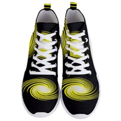 Fractal Swirl Yellow Black Whirl Men s Lightweight High Top Sneakers by Sapixe