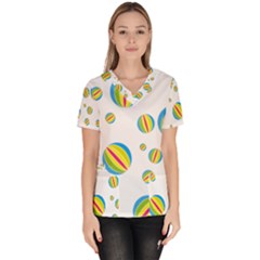 Balloon Ball District Colorful Scrub Top by Sapixe