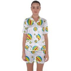 Balloon Ball District Colorful Satin Short Sleeve Pyjamas Set