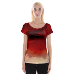 Flaming Skies Ominous Fire Clouds Cap Sleeve Tops by Sapixe