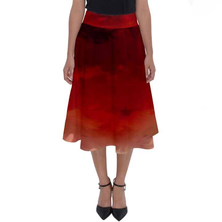 Flaming Skies Ominous Fire Clouds Perfect Length Midi Skirt