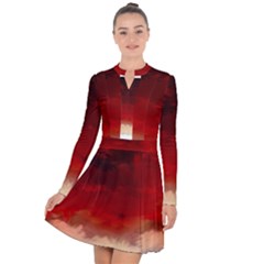 Flaming Skies Ominous Fire Clouds Long Sleeve Panel Dress by Sapixe