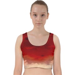 Flaming Skies Ominous Fire Clouds Velvet Racer Back Crop Top by Sapixe