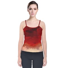 Flaming Skies Ominous Fire Clouds Velvet Spaghetti Strap Top by Sapixe