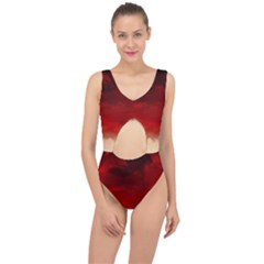 Flaming Skies Ominous Fire Clouds Center Cut Out Swimsuit by Sapixe