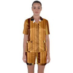 Course Gold Golden Background Satin Short Sleeve Pyjamas Set by Sapixe