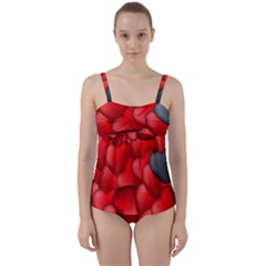 Form Love Pattern Background Twist Front Tankini Set by Sapixe