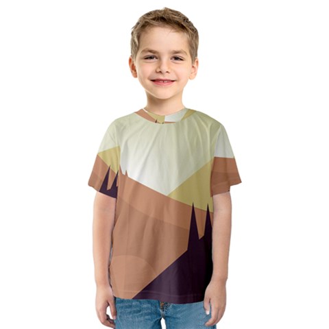 Sky Art Silhouette Panoramic Kids  Sport Mesh Tee by Sapixe