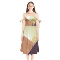 Sky Art Silhouette Panoramic Shoulder Tie Bardot Midi Dress by Sapixe