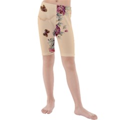 Flower Traditional Chinese Painting Kids  Mid Length Swim Shorts by Sapixe