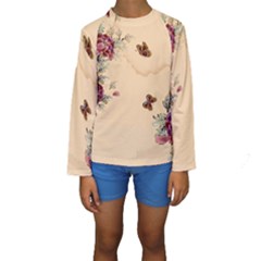 Flower Traditional Chinese Painting Kids  Long Sleeve Swimwear by Sapixe