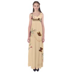 Flower Traditional Chinese Painting Empire Waist Maxi Dress by Sapixe