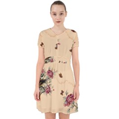 Flower Traditional Chinese Painting Adorable In Chiffon Dress by Sapixe