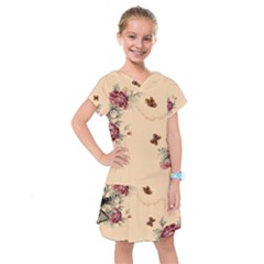 Flower Traditional Chinese Painting Kids  Drop Waist Dress by Sapixe