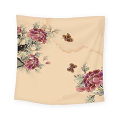 Flower Traditional Chinese Painting Square Tapestry (small) by Sapixe