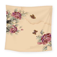 Flower Traditional Chinese Painting Square Tapestry (large) by Sapixe