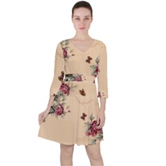 Flower Traditional Chinese Painting Ruffle Dress by Sapixe