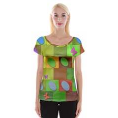 Easter Egg Happy Easter Colorful Cap Sleeve Tops by Sapixe