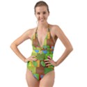 Easter Egg Happy Easter Colorful Halter Cut-Out One Piece Swimsuit View1