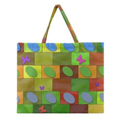 Easter Egg Happy Easter Colorful Zipper Large Tote Bag by Sapixe