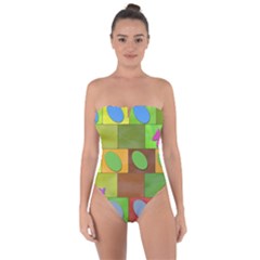 Easter Egg Happy Easter Colorful Tie Back One Piece Swimsuit by Sapixe