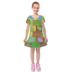 Easter Egg Happy Easter Colorful Kids  Short Sleeve Velvet Dress by Sapixe