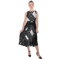 Technoid Future Robot Science Midi Tie-back Chiffon Dress by Sapixe